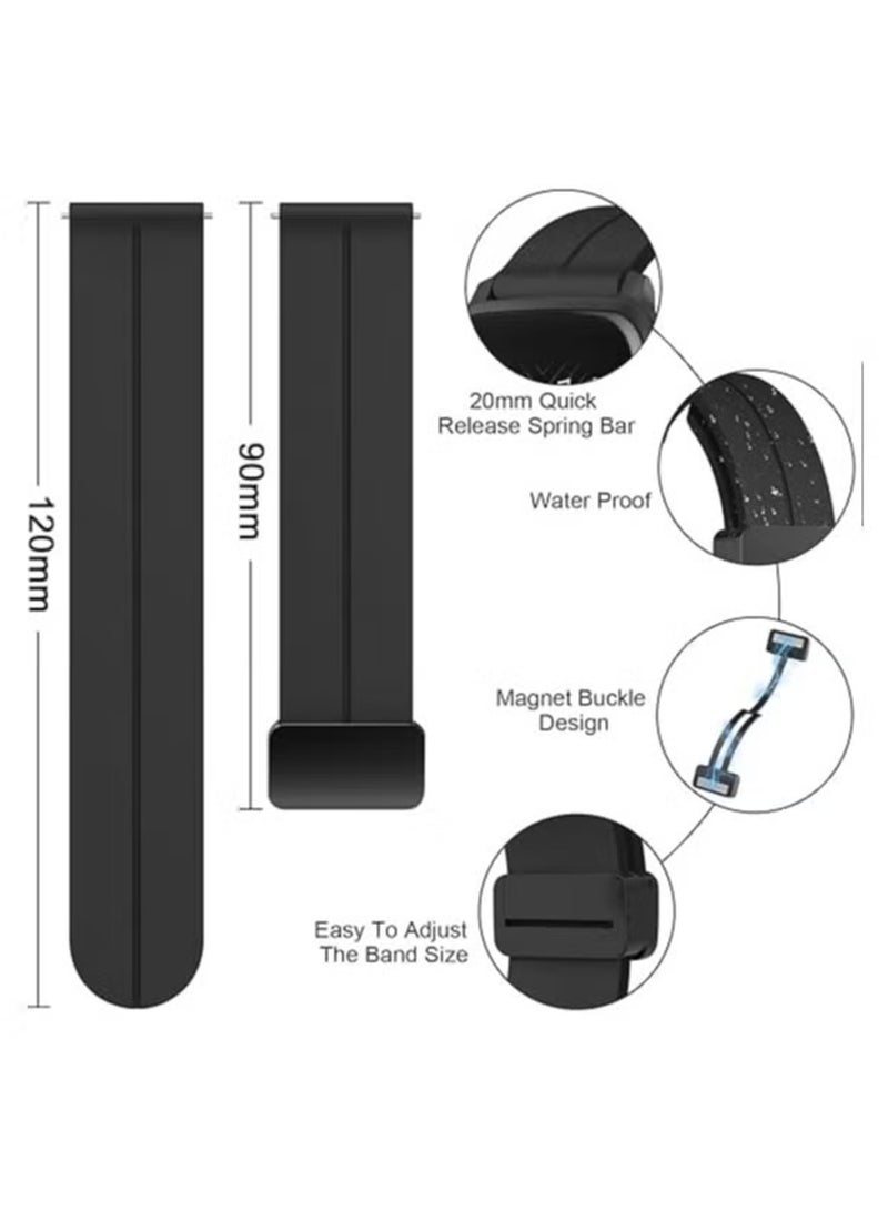 ELTRAZONE Magnetic Watch Strap - 16mm, 18mm, 19mm, 20mm Quick Release Silicone Band with Magnetic Folding Clasp - Soft Skin-Friendly Sport Strap for Men and Women - Image 3