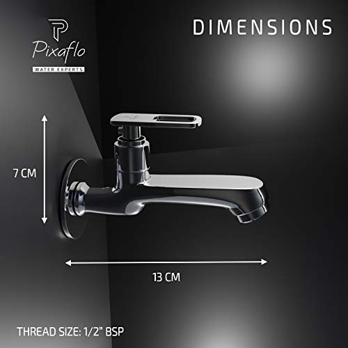 Pixaflo Cassia Brass Long Body Bib Cock Tap with Wall Flange (Combo Pack of 2) (Chrome) - Image 3