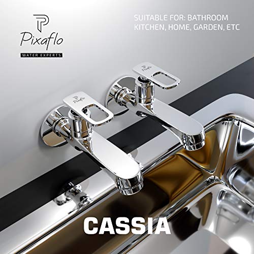 Pixaflo Cassia Brass Long Body Bib Cock Tap with Wall Flange (Combo Pack of 2) (Chrome) - Image 4
