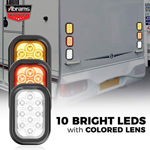 Abrams 5" x 3" Red 10 LED Trailer Tail Light - DOT Approved Rectangular Truck Stop Brake Turn Lights – IP67 Waterproof RV Semi Truck Taillight – Bright Colored Lens, Grommet & Plugs Included - 4 Pack - Image 3