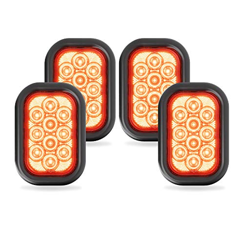 Abrams 5" x 3" Red 10 LED Trailer Tail Light - DOT Approved Rectangular Truck Stop Brake Turn Lights – IP67 Waterproof RV Semi Truck Taillight – Bright Colored Lens, Grommet & Plugs Included - 4 Pack - Image 1