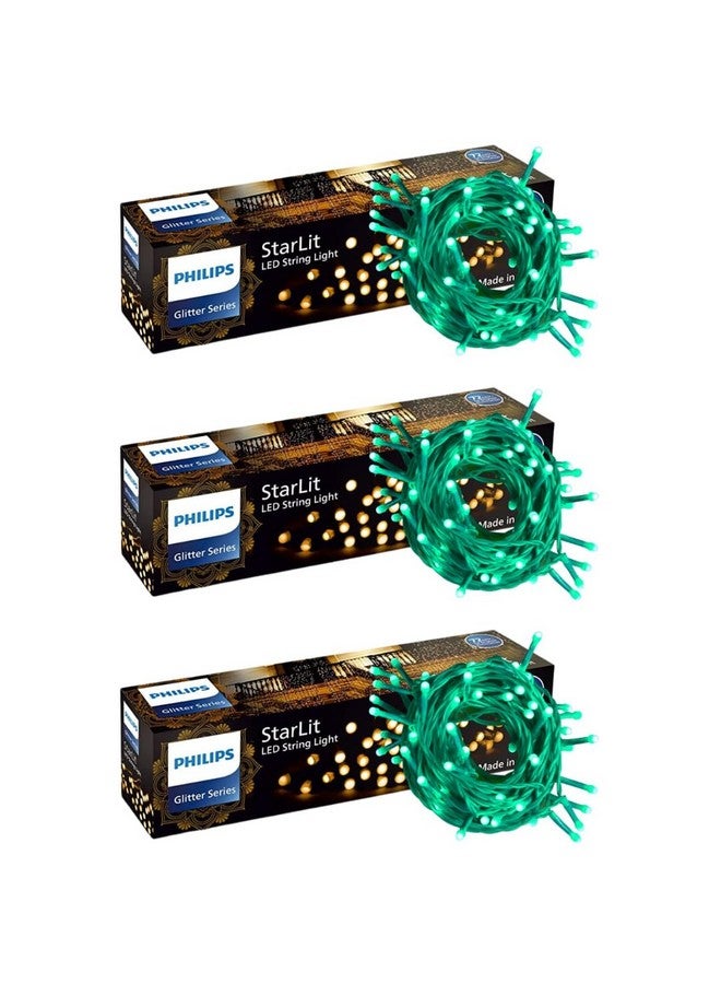 PHILIPS Starlit 12 Meter 72 LEDs String Light for Decoration | Festival LED String Light for Diwali, Christmas and Home Decoration| Green, Pack of 3 - Image 1