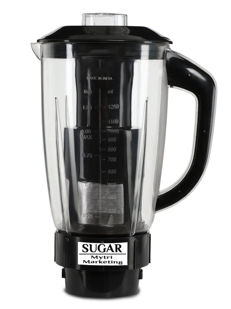SUGAR جرة عصير سكر مع غطاء لخلاط 1500 مل مع فلتر فواكه مادة بلاستيك ABS أسود 1 قطعة MA04 - Image 1