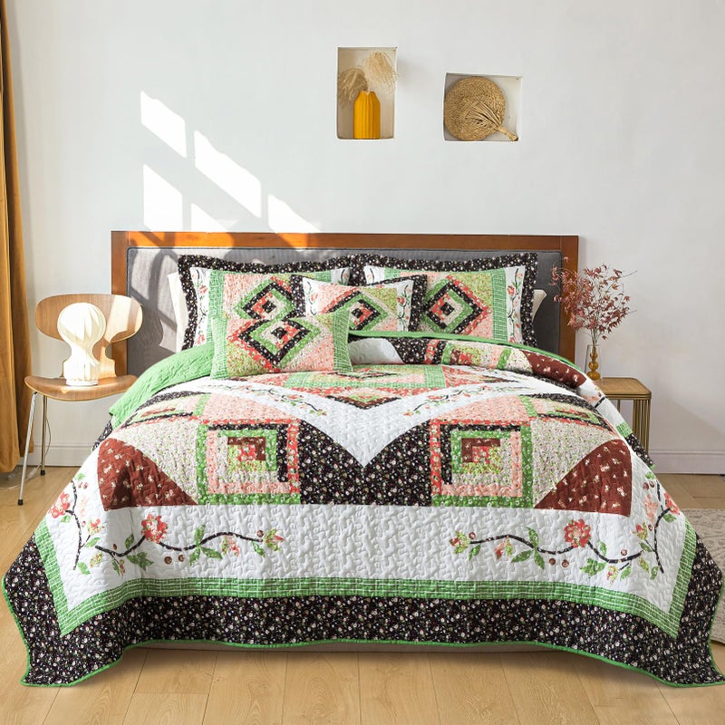 BEDIFANY King Size Comforter Set  Lightweight Cotton Filling Bedspread King Size 98 x 106 inch  Comfortable Farmhouse Quilt Bedding Sets for Bed Decorations  All Seasons 3 Pieces