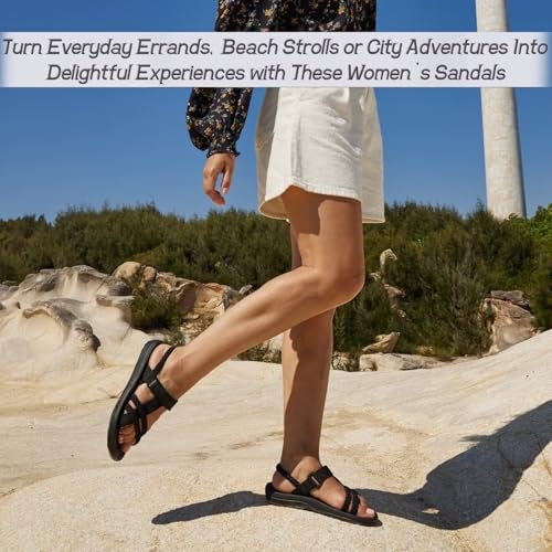MEGNYA Women's Arch Support Flip Flop Sandals Camping, Comfort Walking Shoes with Adjustable Slingback Straps, Toe-Post Flip Flop Sandals for Outdoor Hiking Black Size 7.5 - Image 3