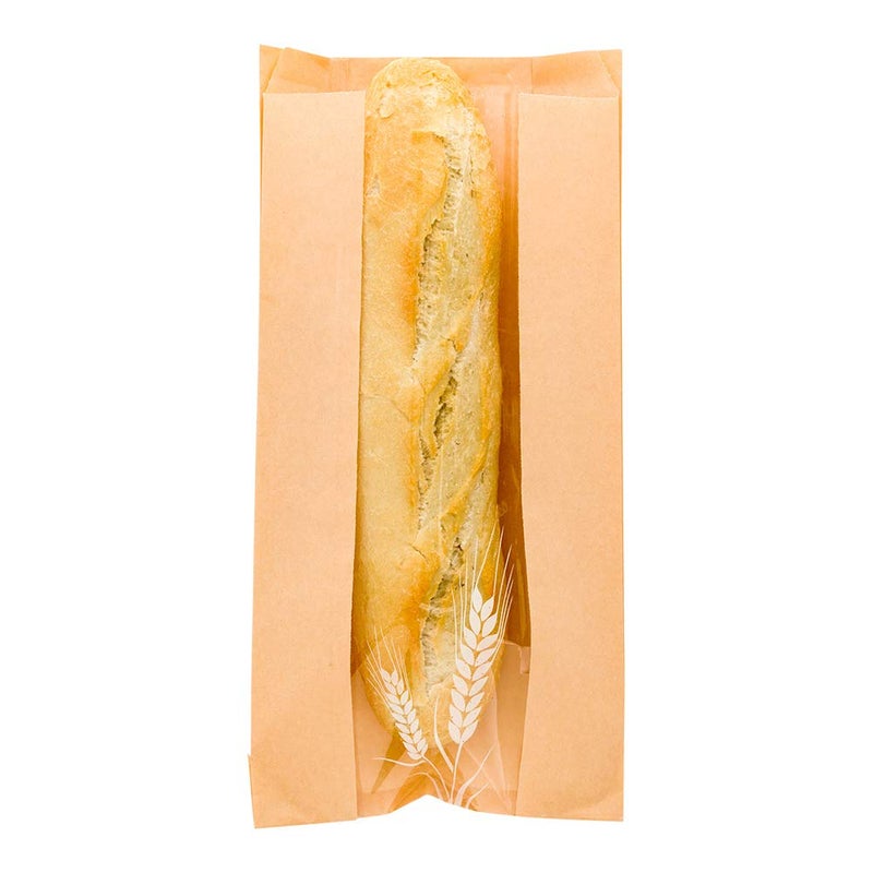 Restaurantware Bag Tek 58 Inch x 28 x 115 Inch Bread Paper Bags 100 Greaseproof Baguette Paper Bags  Micro Perforated Clear Window Brown Paper Bakery Bread Bags Recyclable Freezer Safe