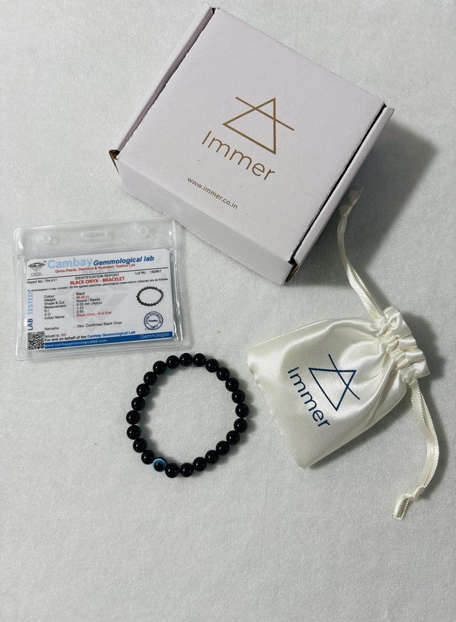 immer® Evil Eye Bracelet with Certified Black Onyx Beads | Nazar Protection, Positivity & Good Luck | Unisex Adjustable Gemstone Bracelet for Men & Women | Certificate of Authenticity Included - Image 5