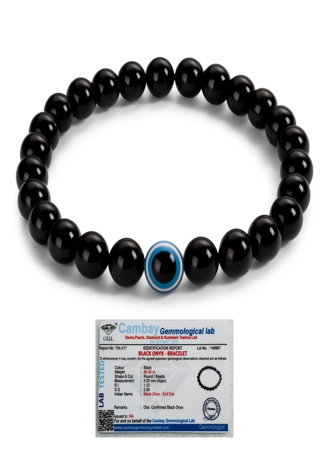 immer® Evil Eye Bracelet with Certified Black Onyx Beads | Nazar Protection, Positivity & Good Luck | Unisex Adjustable Gemstone Bracelet for Men & Women | Certificate of Authenticity Included - Image 1