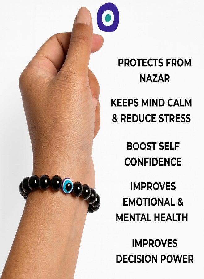 immer® Evil Eye Bracelet with Certified Black Onyx Beads | Nazar Protection, Positivity & Good Luck | Unisex Adjustable Gemstone Bracelet for Men & Women | Certificate of Authenticity Included - Image 2