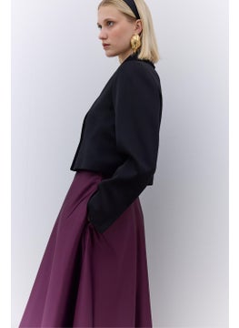 Manuka Satin Flared Evening Skirt Burgundy  - Image 3