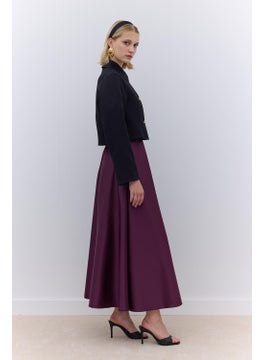 Manuka Satin Flared Evening Skirt Burgundy  - Image 2