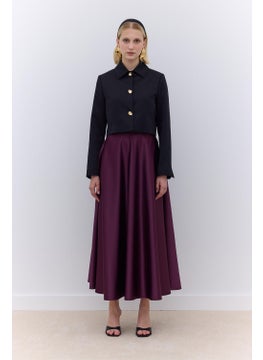 Manuka Satin Flared Evening Skirt Burgundy  - Image 1