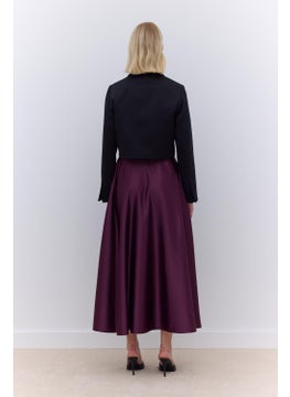 Manuka Satin Flared Evening Skirt Burgundy  - Image 4