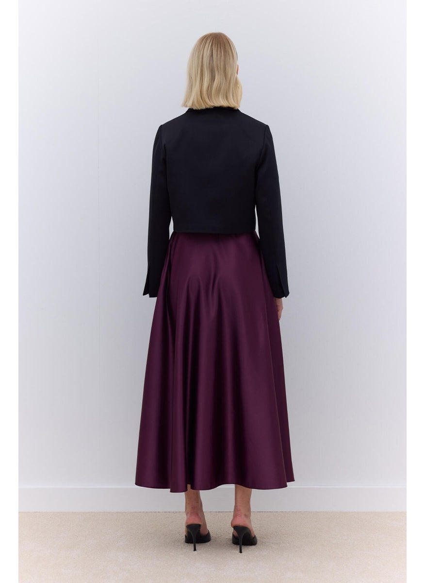 Manuka - Satin Flared Evening Skirt Burgundy - Image 1