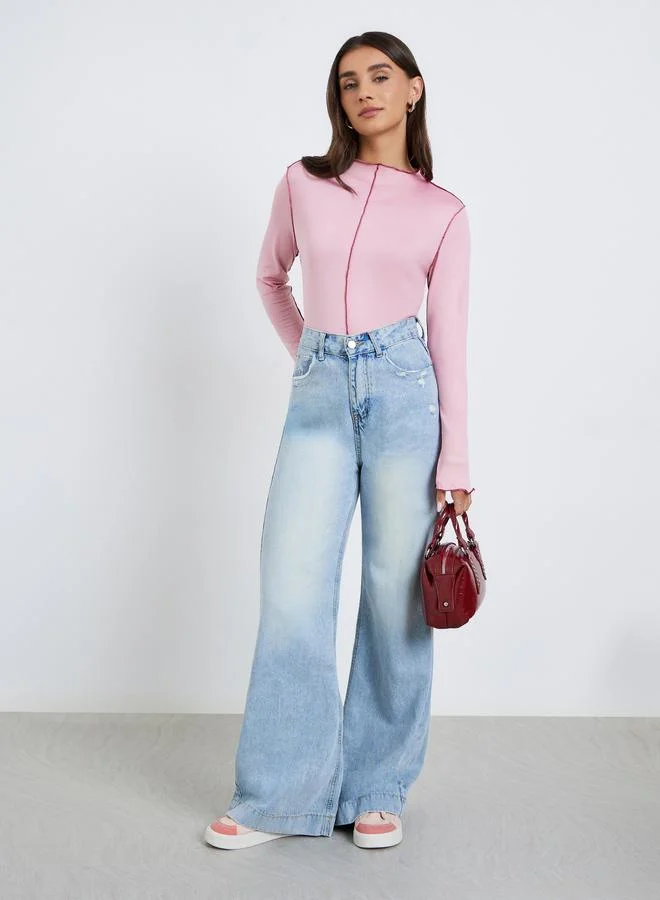 Styli Women Overlock Seam Long Sleeve T-Shirt