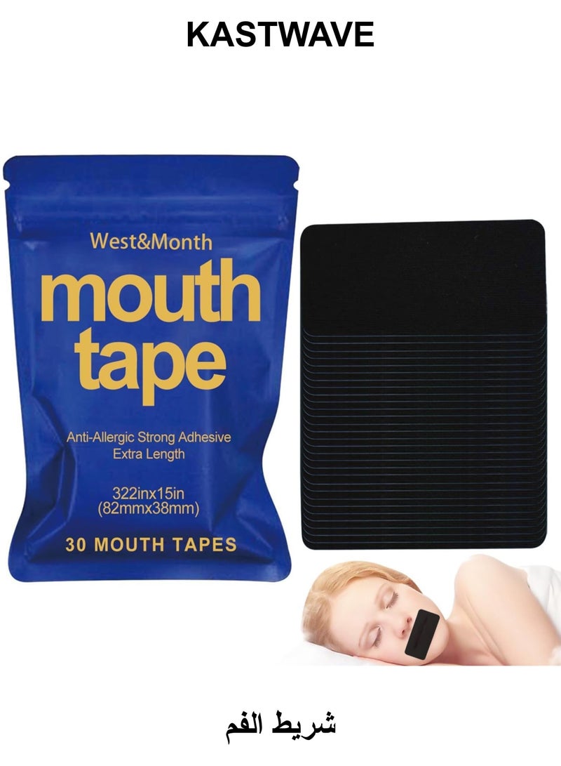 KASTWAVE Sleep Tape Strips, 30 Pcs Mouth Tape for Sleeping, Anti Snoring Mouth Strips, Anti Snoring Aid for Men & Women, Reusable Hypoallergenic Premium Quality Snoring Strips Pain-Free Removal - Image 1