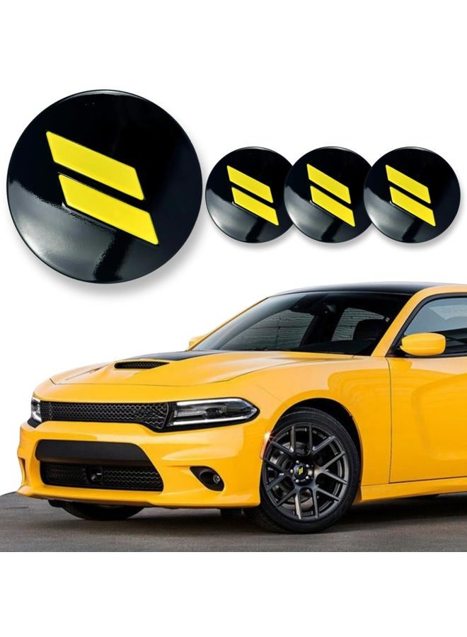 BINQIGOO 4pcs 63mm 2.5 inches Slash Wheel Center Cap Covers Fit for Dodge Charger Durango Dart 2015-2020 Jeep/Chrysler Yellow - Image 1