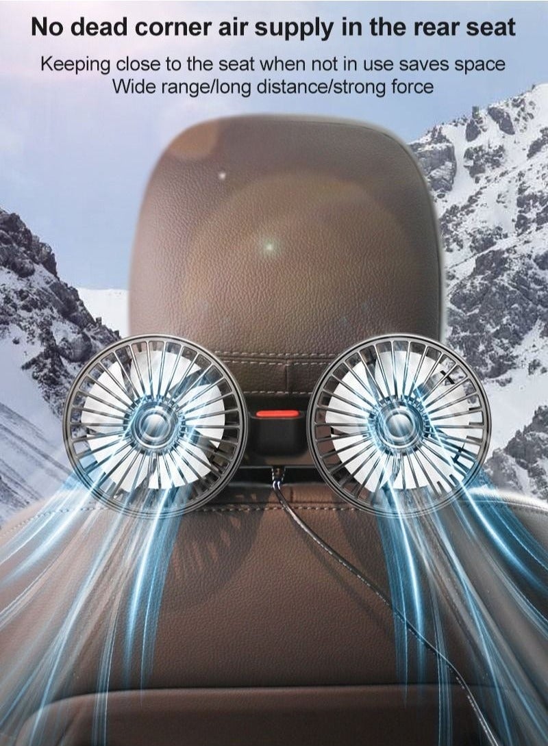 AL RAID 3-Speeds Car Fan 360° Adjustable USB Back Row Dual Head  Fan 10W - Image 3