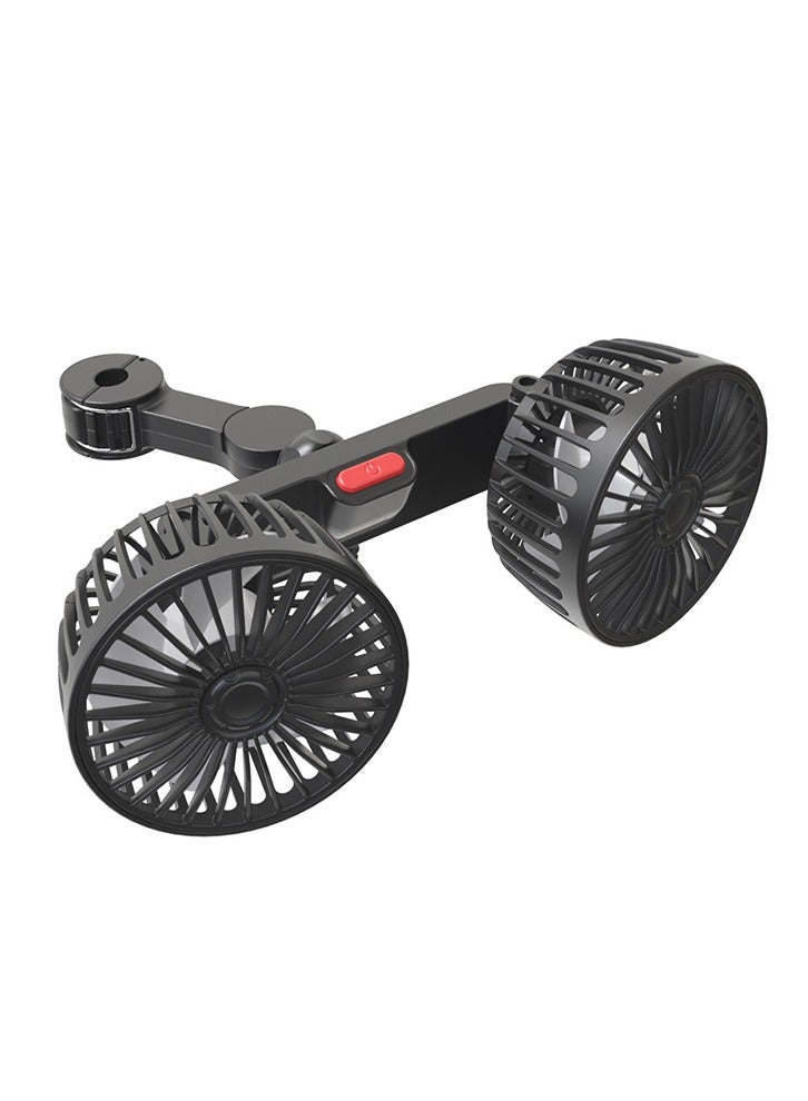 AL RAID 3-Speeds Car Fan 360° Adjustable USB Back Row Dual Head  Fan 10W - Image 1