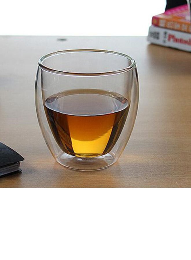 كوب شاي ذو طبقة مزدوجة مقاوم للحرارة شفاف 8.2x5.5x8.8سم - Image 4