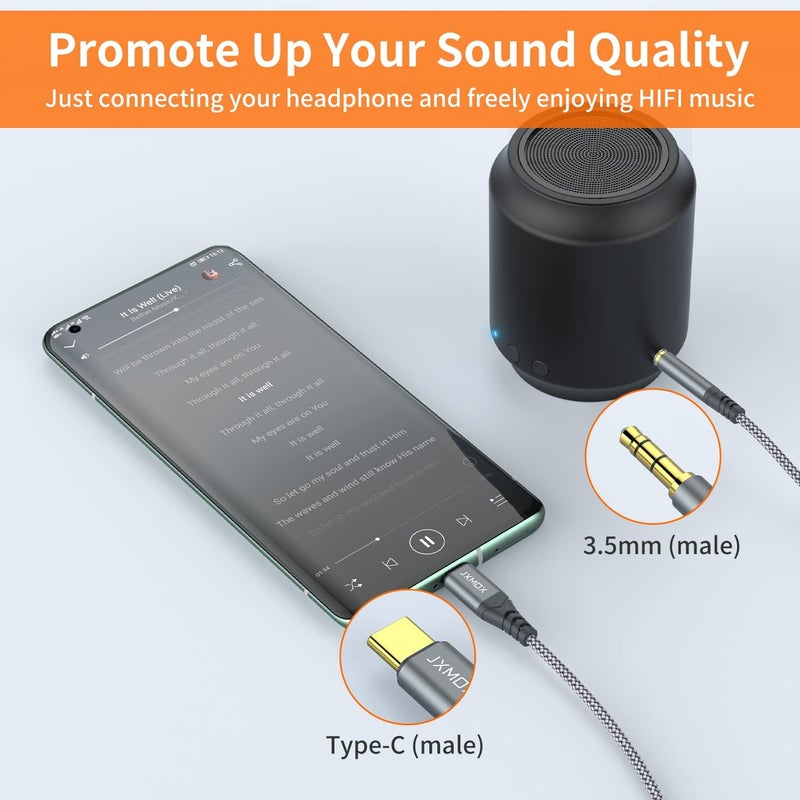 چيه اكس موكس كابل USB C إلى مقبس صوت 3.5 مم (4 أقدام)، كابل USB-C إلى سماعة رأس 3.5 مم متوافق مع iPhone 17 16 15 Pro Max Air، Samsung Galaxy S25 S24 S23 S22 S21 Note 20، Pixel 9 8، iPad Pro - Image 2