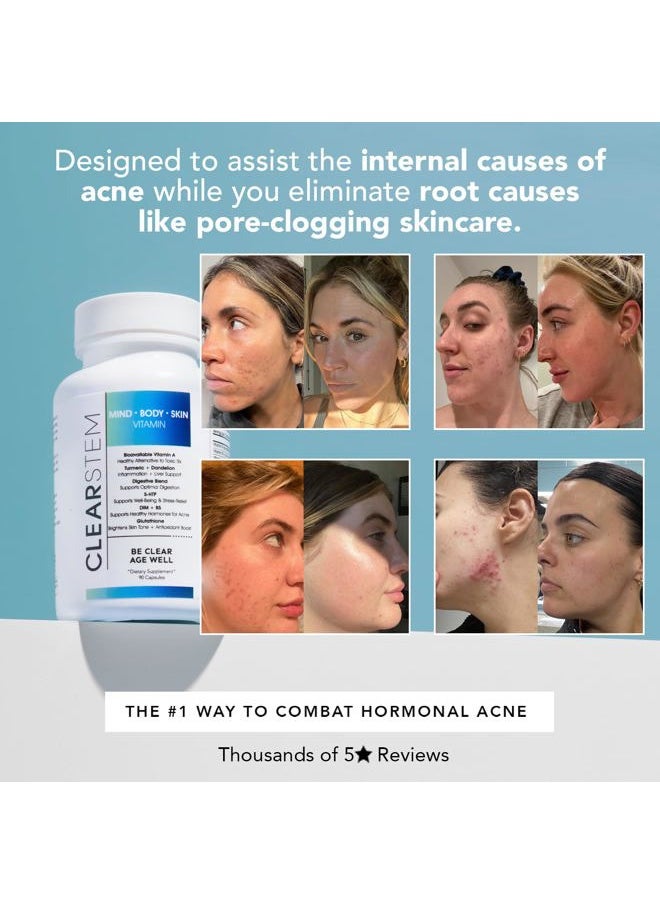 CLEARstem MINDBODYSKIN Hormonal Acne Supplement (5-HTP) - Natural DIM Supplement - Skin Care Vitamins - Hormone Balance, Antioxidants - Vegan, Gluten Free, Cruelty Free - 30 Servings, 90 Capsules  - Image 5