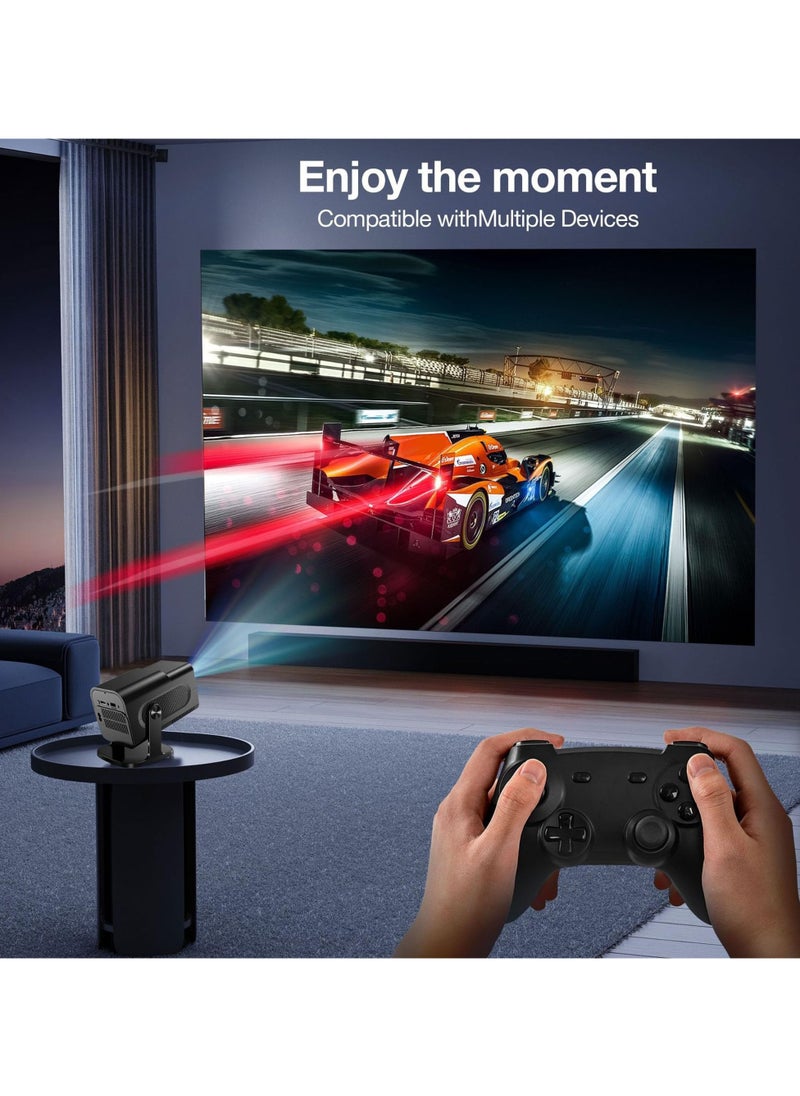 توبليو - جهاز عرض الألعاب الذكي HCS350 Pro Retro Smart Game Projector، 64G، جهاز عرض 4K وجهاز عرض ألعاب 1280 * 1080P مدمج 12K، 30000 لعبة، أندرويد 12، جهاز ألعاب فيديو محمول مع جهازي تحكم لاسلكيين، 5G WiFi بلوتوث، HDMI، مسرح منزلي، مكتب - Image 1