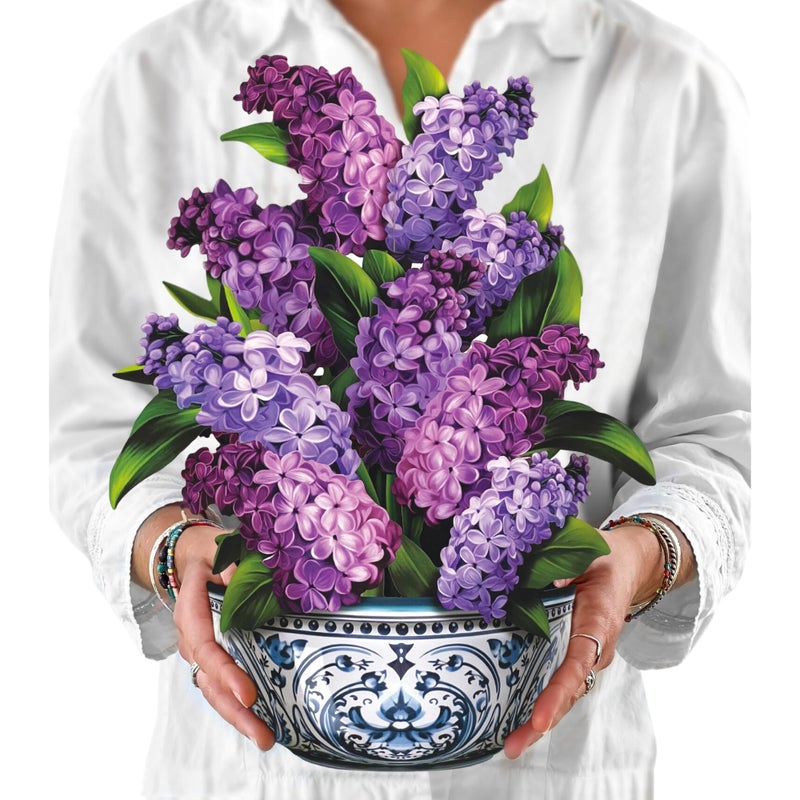 Freshcut Paper Pop Up Cards, Garden Lilacs, 12 Inch Life Sized Forever Flower Bouquet 3D Popup Greeting Card, Birthday Cards, Thank You Card, Blank Notecard & Envelope - Image 1