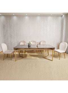 DANUBE HOME غابي 8 مقاعد طاولة طعام مستطيلة طاولة طعام مطبخ قوية بدون كراسي طعام 8 مقاعد تصميم حديث طاولة أثاث لغرفة الطعام المنزلية مرآة ذهبية / عتيقة  - Image 2