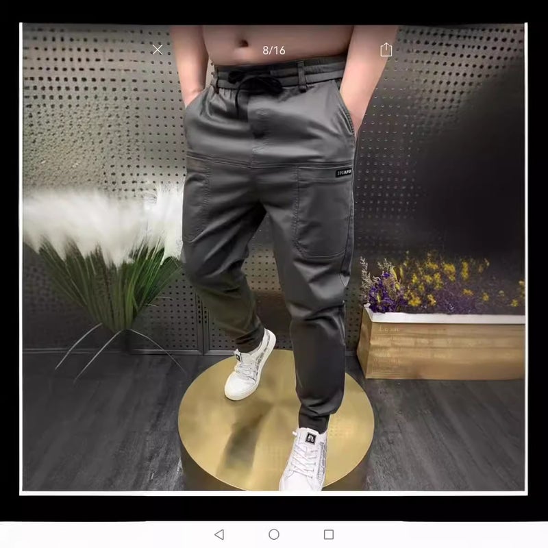 2022 Six Pocket Drawstring Loose Casual Pants Shake Tone Fast Hand Internet Popular Same-Style All-Match Casual Straight Pants - Image 4