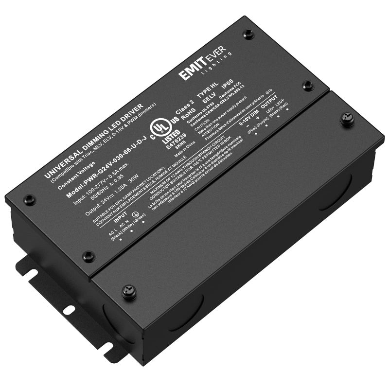 EMITEVER 30W Dimmable LED Driver, 24V Triac Dimmable Power Supply, AC to DC Transformer for LED Light, Compatible with Lutron and Leviton Dimmer, Waterproof IP67 and UL Listed, Class 2 - Image 1