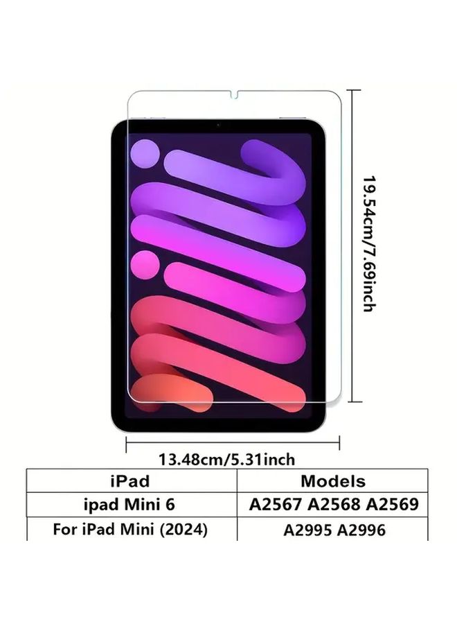 HD Clear Tempered Glass Screen Protector For iPad Mini 7 Anti Scratch Case Friendly Pink Purple - Image 2