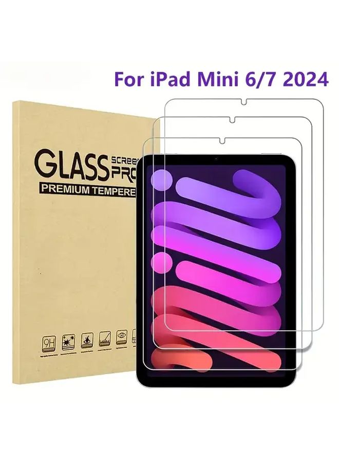 HD Clear Tempered Glass Screen Protector For iPad Mini 7 Anti Scratch Case Friendly Pink Purple - Image 1
