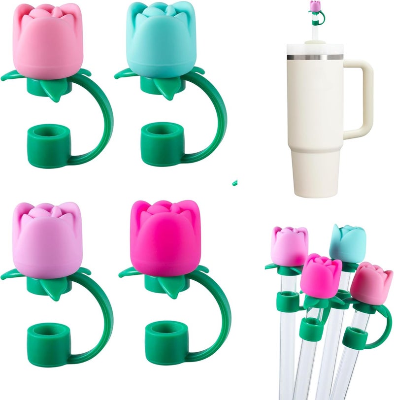 Onlymory Straw Covers for Stanley Cup Accessories 40 30 20 OZ, Flower Straws Toppers, Silicone Straw Cover Caps for Stanley Tumbler Cup, Dust-proof Spill-proof - Image 1