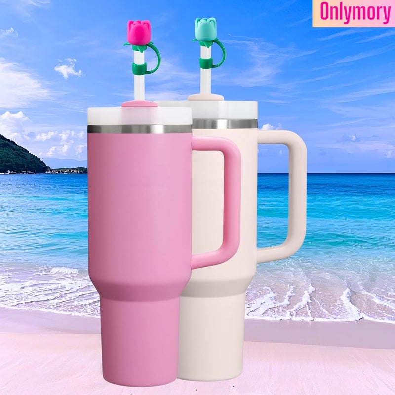Onlymory Straw Covers for Stanley Cup Accessories 40 30 20 OZ, Flower Straws Toppers, Silicone Straw Cover Caps for Stanley Tumbler Cup, Dust-proof Spill-proof - Image 5