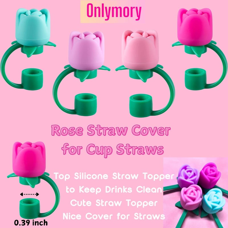 Onlymory Straw Covers for Stanley Cup Accessories 40 30 20 OZ, Flower Straws Toppers, Silicone Straw Cover Caps for Stanley Tumbler Cup, Dust-proof Spill-proof - Image 2