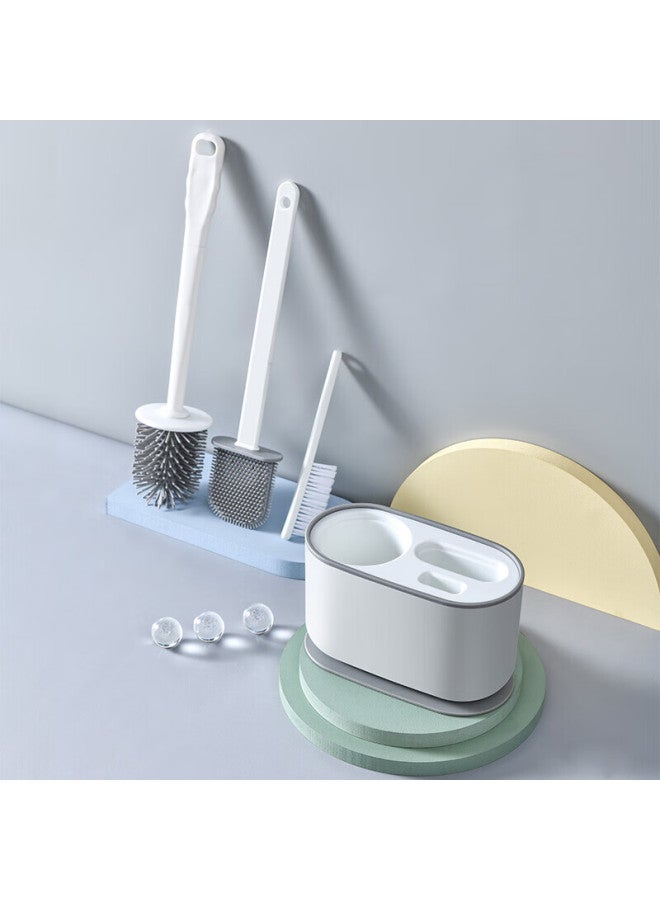 Nolansend Toilet Brush Set, Bathroom Cleaning Brush, Wall-mounted Or Floor-standing Dual-use, 3 Brush Heads + 1 Base