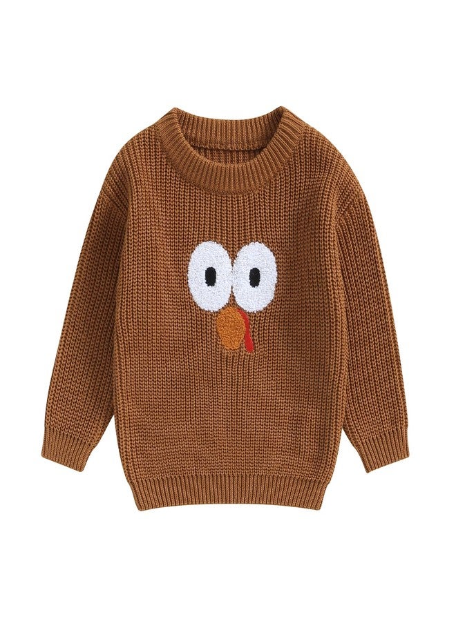 Gureui Toddler Baby Boy Girl Thanksgiving Outfit First 18-24 Months Fall Winter Knit Turkey Sweater - Image 1