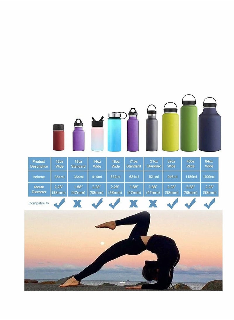 SYOSI - Straw Lid Suitable For Hydro Flask,Straw Cap Wide-Mouth Water Bottle 18 32 40 Ounces (About 1.18 Liters) Wide Mouth, Straw Top Cap Replacement Cap (With 2 Straws And 1 Brush) - Image 1