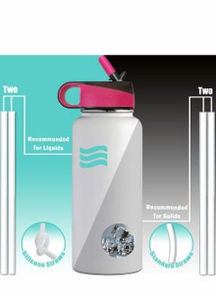 SYOSI Straw Lid Suitable For Hydro Flask,Straw Cap Wide-Mouth Water Bottle 18 32 40 Ounces (About 1.18 Liters) Wide Mouth, Straw Top Cap Replacement Cap (With 2 Straws And 1 Brush)  - Image 3