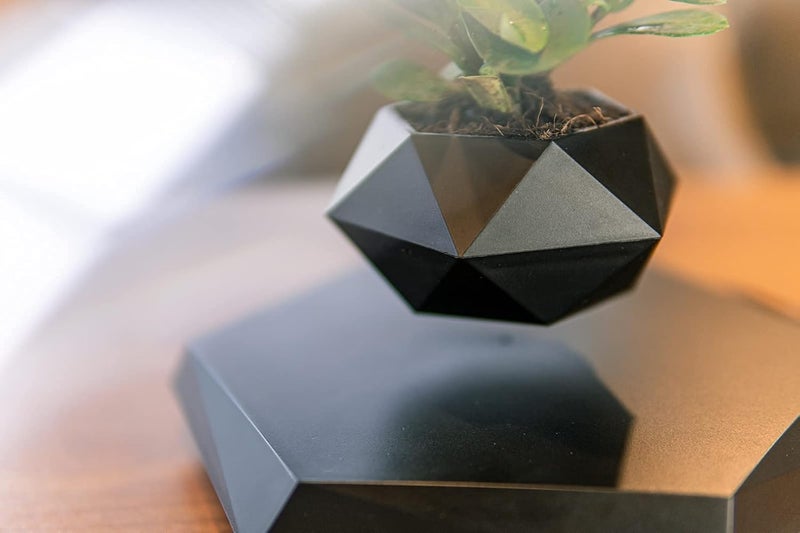HCNT Levitation Air Bonsai Pot, Magnetic Levitating Mini Rotating Flower Pot Planters Suspension Floating Succulents Pot Sky-Garden Plant Potted for Home Living Room Office Desk Decoration(Black) - Image 3