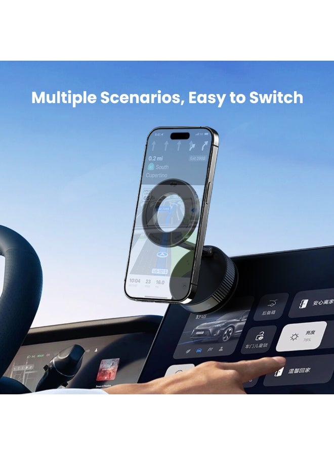 DRIP 🧲🚗 360° Rotating Foldable Magnetic Phone Mount with Strong Vacuum Suction for Car Dashboard iPhone Android Hands-Free Use Adjustable Holder - Image 4