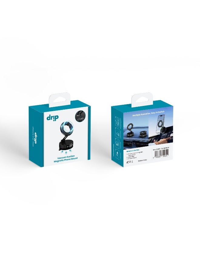 DRIP 🧲🚗 360° Rotating Foldable Magnetic Phone Mount with Strong Vacuum Suction for Car Dashboard iPhone Android Hands-Free Use Adjustable Holder - Image 3