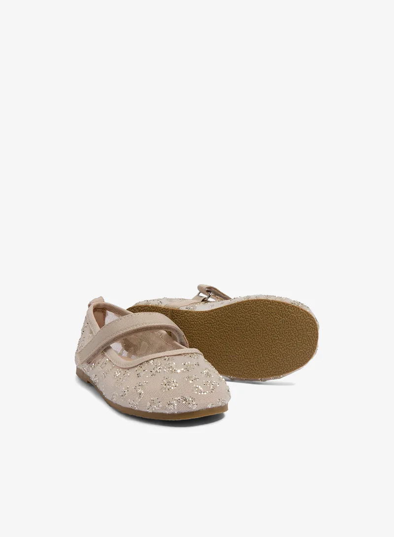 Matalan Girls Silver Glitter Mesh Ballet Flats