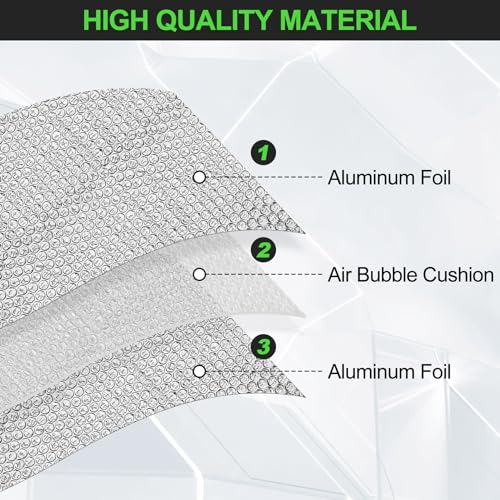 dojobkinb Reflective Insulation Roll 23.6inch x 10Ft Double Bubble Reflective Aluminum Foil Wrap Insulation Sheet Thermal Shield Radiant Barrier for Winter RV Window Thermal Cold Insulation Summer Heat - Silver - Image 2