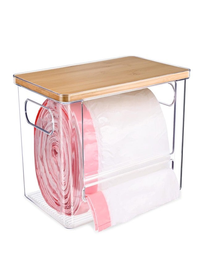 Hiitytin Trash Bag Dispenser Roll Holder with Bamboo Top & Handles, Extra Large Garbage Bag Organizer - Image 1