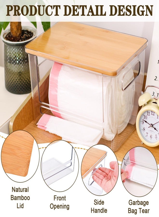 Hiitytin Trash Bag Dispenser Roll Holder with Bamboo Top & Handles, Extra Large Garbage Bag Organizer - Image 2