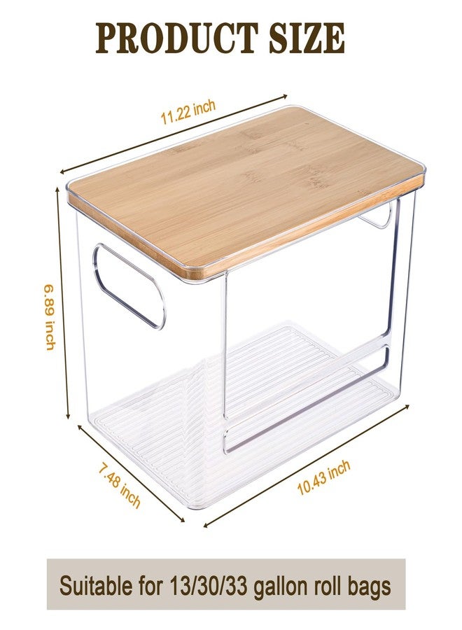 Hiitytin Trash Bag Dispenser Roll Holder with Bamboo Top & Handles, Extra Large Garbage Bag Organizer - Image 5