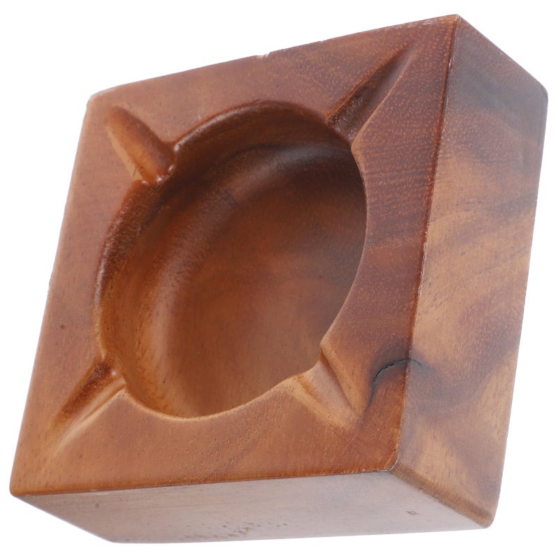 Large Wooden Ashtray with Lid Retro Tabletop Ash Holder for Indoor Outdoor Home Office Decor - Image 2