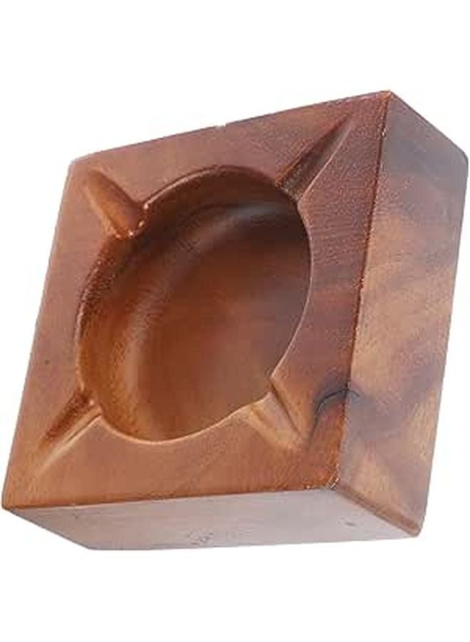 Large Wooden Ashtray with Lid Retro Tabletop Ash Holder for Indoor Outdoor Home Office Decor - Image 1